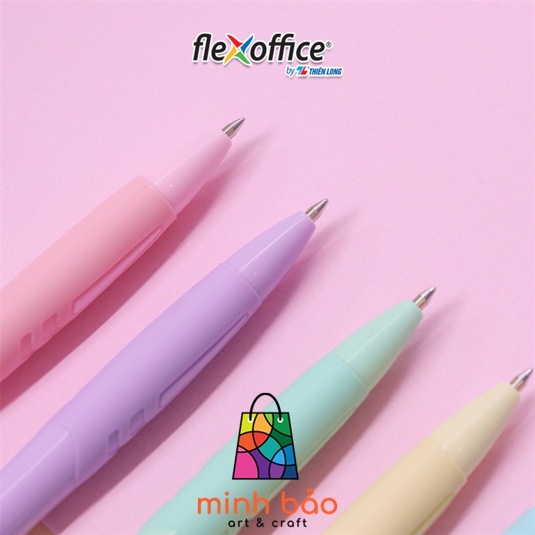 BỘ 5 BÚT GEL B MÀU PASTEL THIÊN LONG FLEXOFFICE PAZTO FO-GELB039/VN - MỰC XANH (5 CÂY), 0.6MM