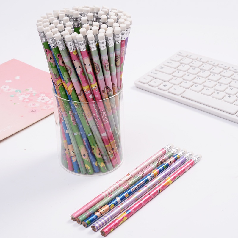 Bút chì gỗ đầu gôm tẩy_bút chì HB đen đỏ dễ thương nhiều màu sắc_bút chì cute cho học sinh