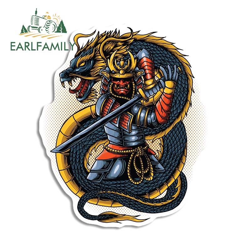 Đề Can Dán Trang Trí Xe Hơi / Mô Tô / Xe Tải / Laptop Họa Tiết Samurai / Chiến Binh Rồng Kiểu Nhật Bản Chống Thấm