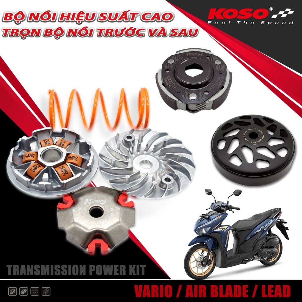 Combo nồi Koso Racing trước sau cho xe Honda Vario, Click, AB, PCX 125-150-160