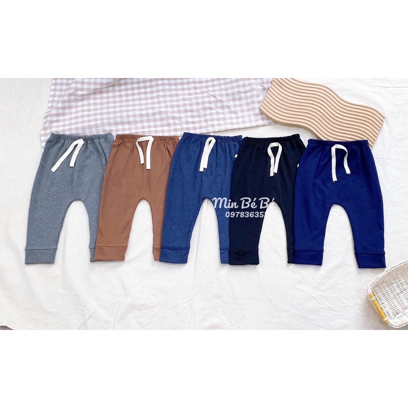 Quần cotton dài đũng rộng cho bé trai - bảng màu trơn