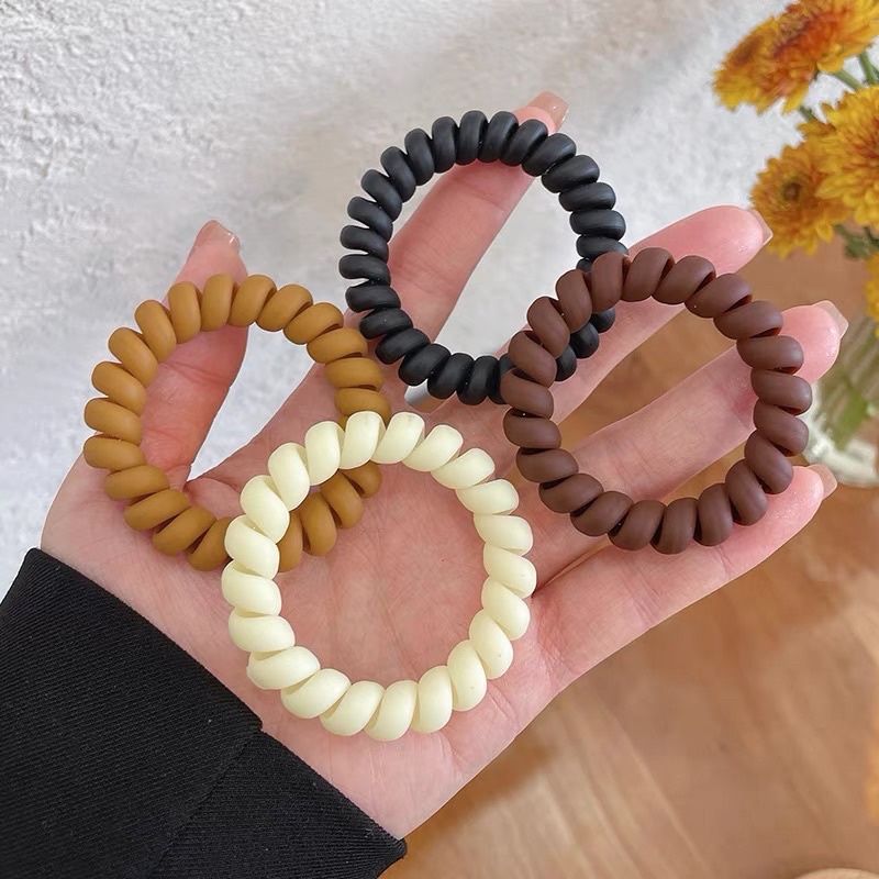 Lò xo cột tóc, chun lò xo màu trà sữa, thun màu đơn giản