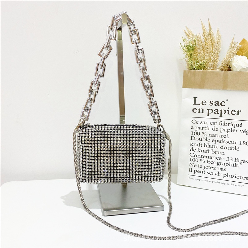 Túi xách nữ rhinestone đính đá size 18 xinh xắn chanh sả