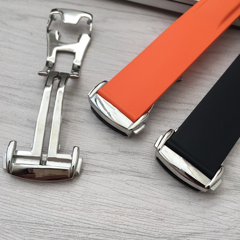 Dây đeo đồng hồ cao su silicone phù hợp cho Omega Omega Speedmaster 362 dây đeo phông chữ cao su khóa gấp 22mm nam