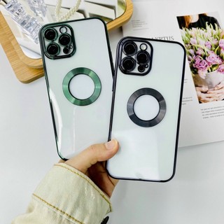 Ốp điện thoại Ip hở táo viền vuông mạ màu, Ốp kính bảo về camera cho iP 11- 13 Pro max.