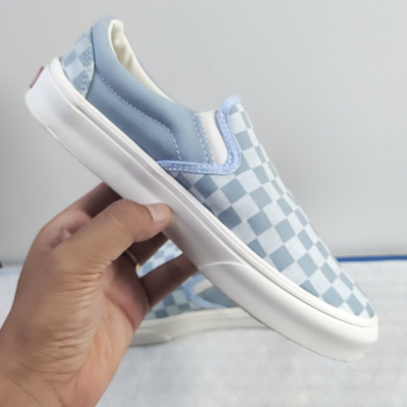 Giày Thể Thao Van Slip On Caro Xanh Ngọc