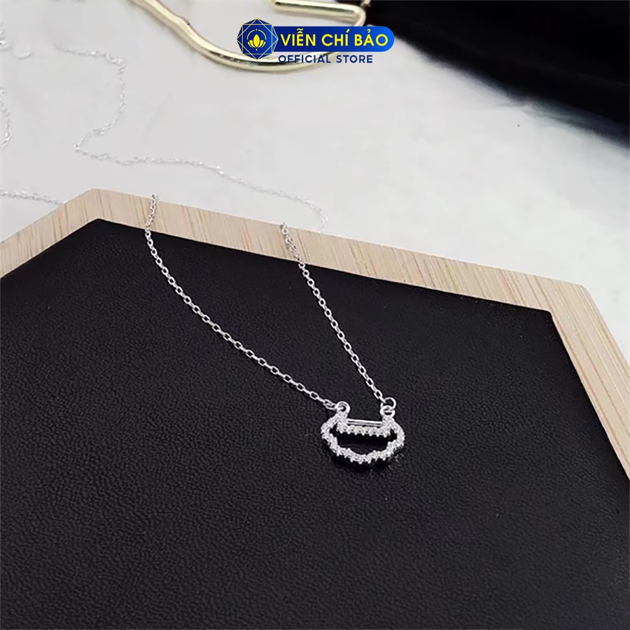 Dây chuyền bạc nữ trường mệnh đính đá basic chất liệu bạc 925 thời trang phụ kiện trang sức Viễn Chí Bảo D000048