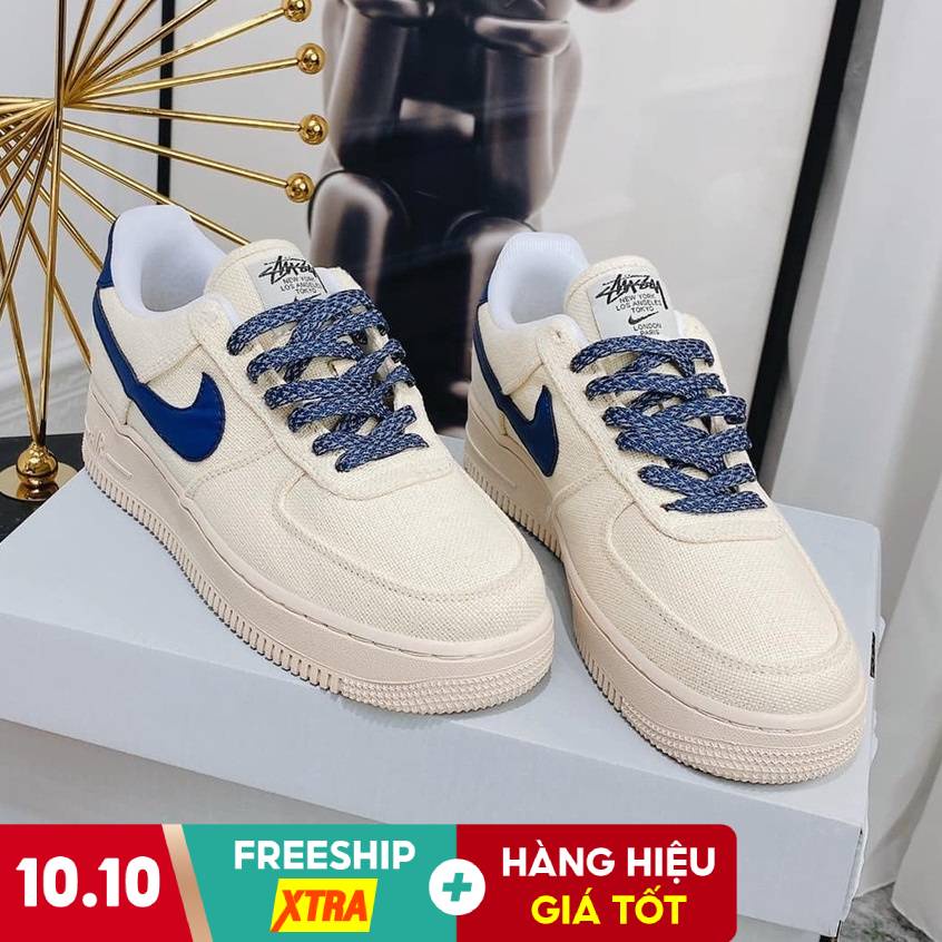 Giày Thể Thao Nam Nữ Nike Force Canvas Navy Vệt Xanh Navy Hàng Cao Cấp