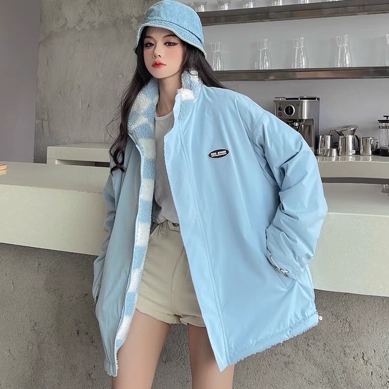TKLIHN Áo khoác lông KẺ CARO Ulzzang mặc 2 MẶT hot TREND hot FASHIONITA Kèm ảnh thật