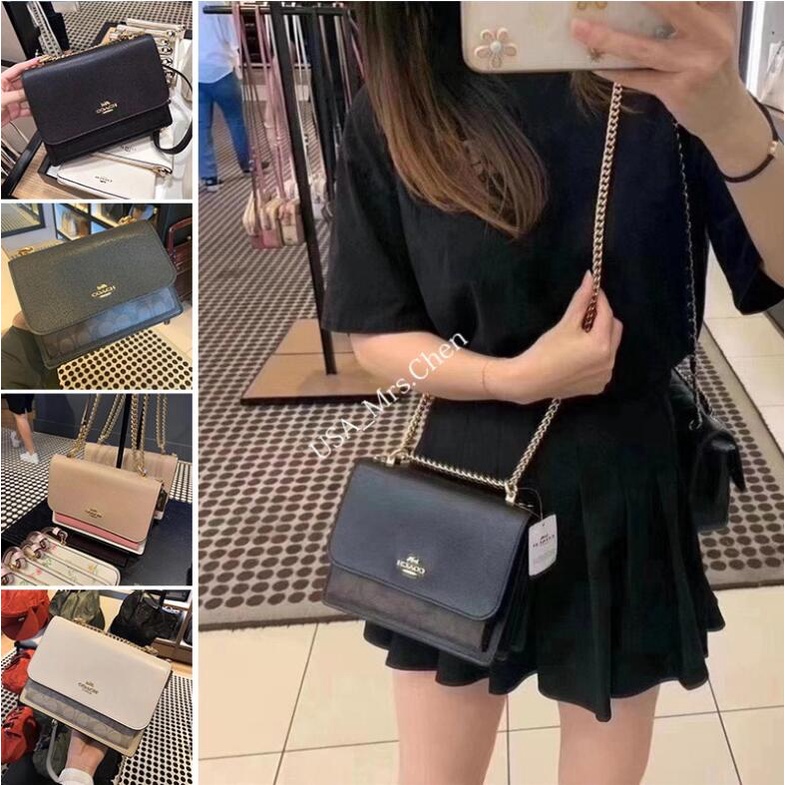 Ba lô túi dây xích COACH, sản phẩm chính hãng có giấy chứng nhận mua hàng Túi đàn accordion F90400 túi đeo chéo đeo vai