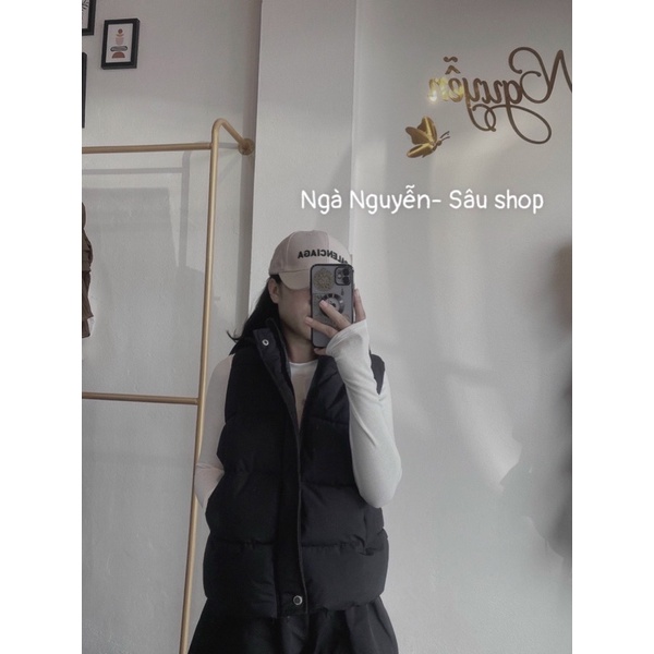 Áo phao gile dáng ngắn có mũ (hàng việt nam)