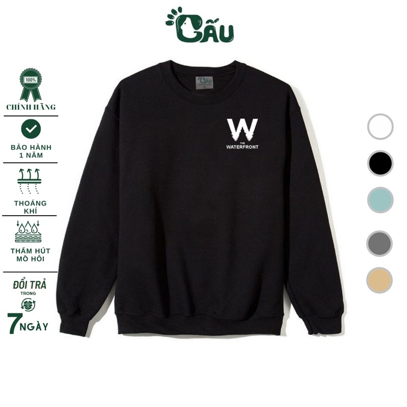 Áo sweater GẤU 194 vải thu đông co dãn, dày dặn mềm mịn form rộng phong cách Unisex - SW Warter Front
