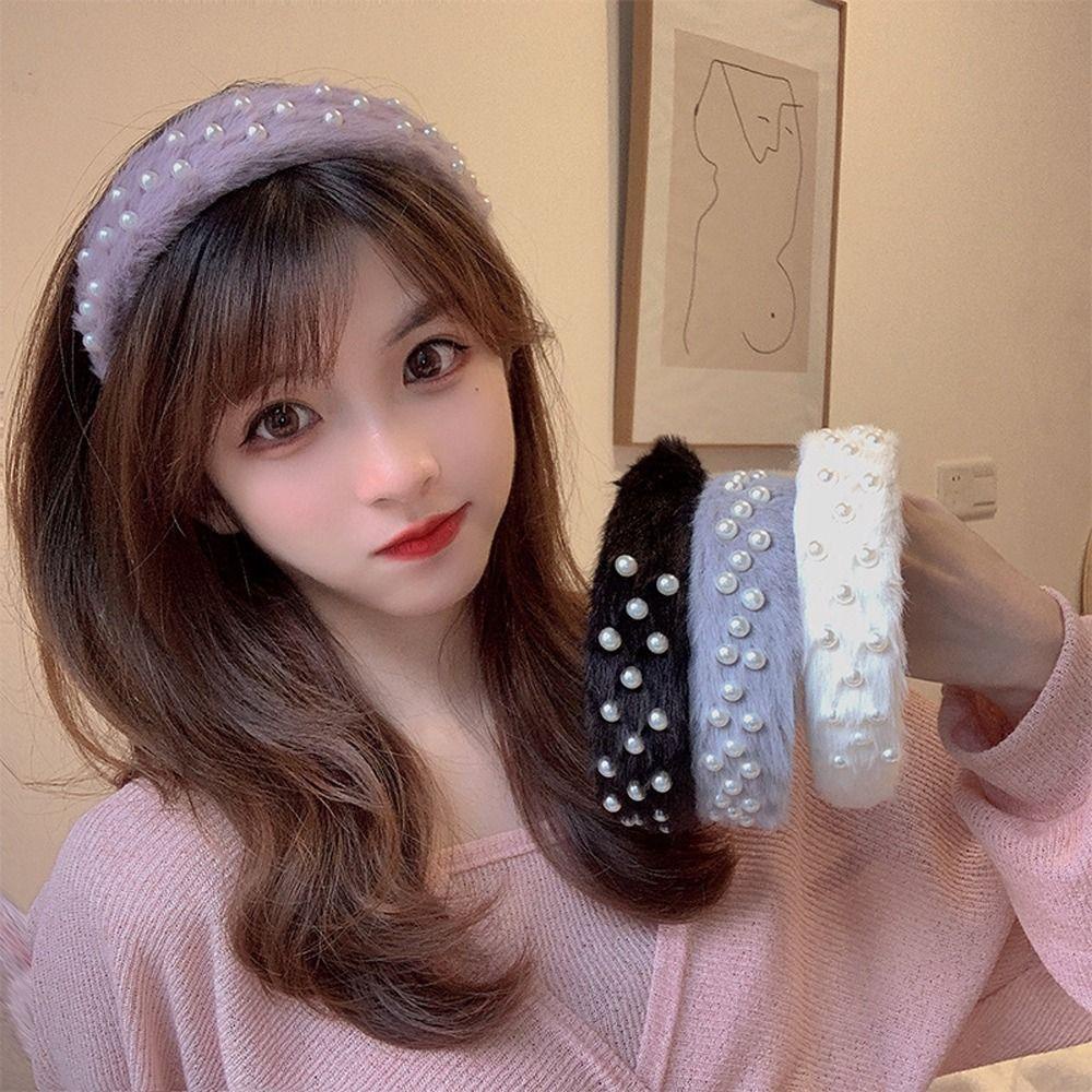 Băng Đô Nhung Lông Không Trượt Màu Trơn Thời Trang Thu Đông Dành Cho Nữ