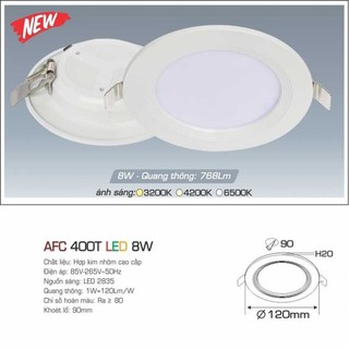 Đèn led âm trần downlight anfaco afc 400t 8w
