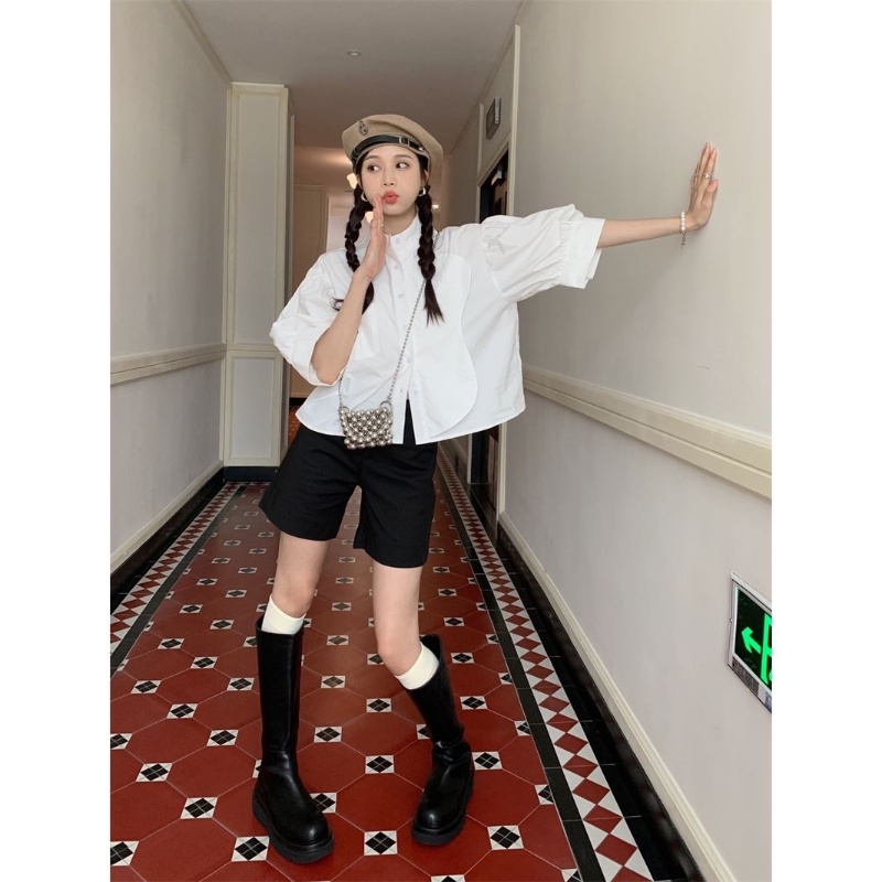 Áo Kiểu Tay Phồng Dáng Rộng Thời Trang Mùa Hè Hàn Quốc Cho Nữ