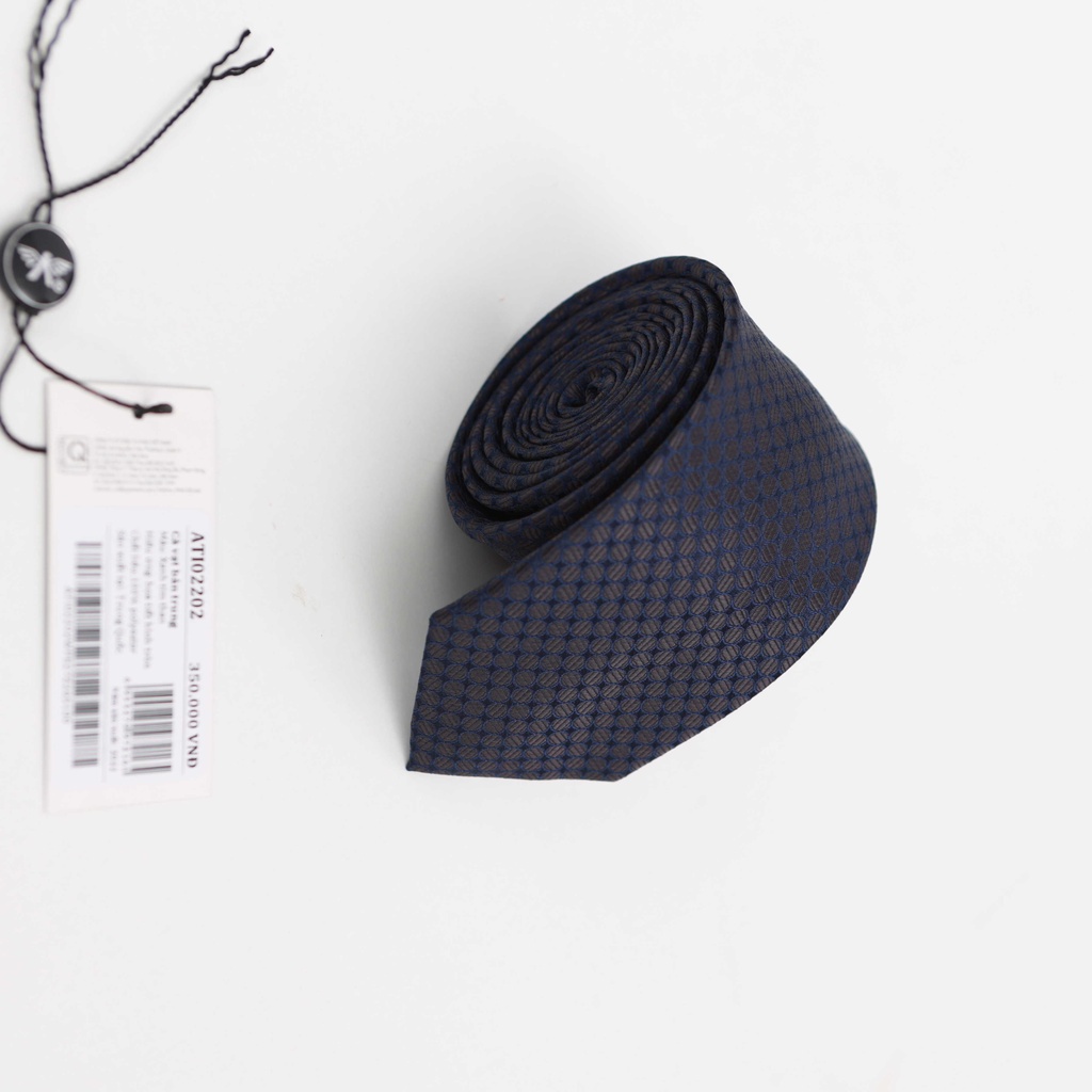 Cà vạt nam ARISTINO màu xanh tím than in họa tiết chấm tròn lịch lãm, sang trọng - ATI02202