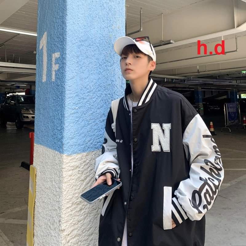 Áo Bomber nam nữ Form Rộng Chất Liệu  GIó + Nỉ In Hình Chữ N Phong Cách Unisex