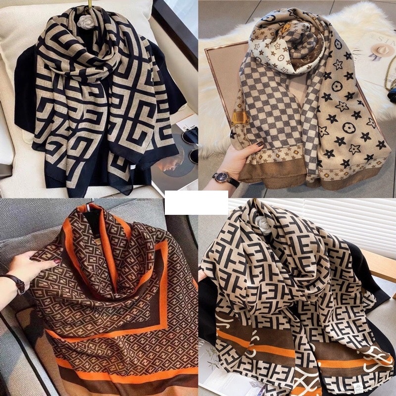 Khăn choàng lụa khăn lụa dáng dài 180x90cm họa tiết thanh lịch nhẹ nhàng