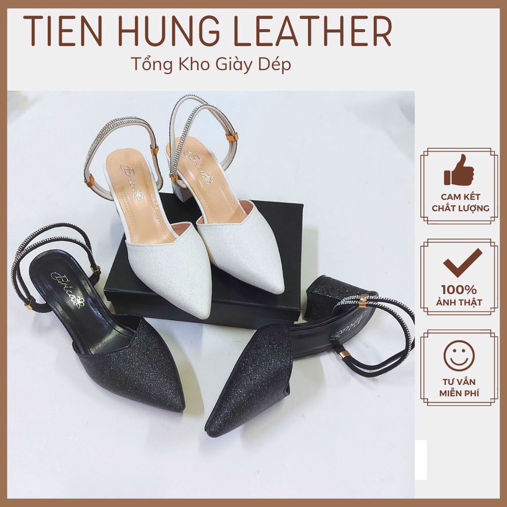 Sục nữ mũi nhọn gót vuông, giày cao gót thời trang Tiến Hùng TH2003
