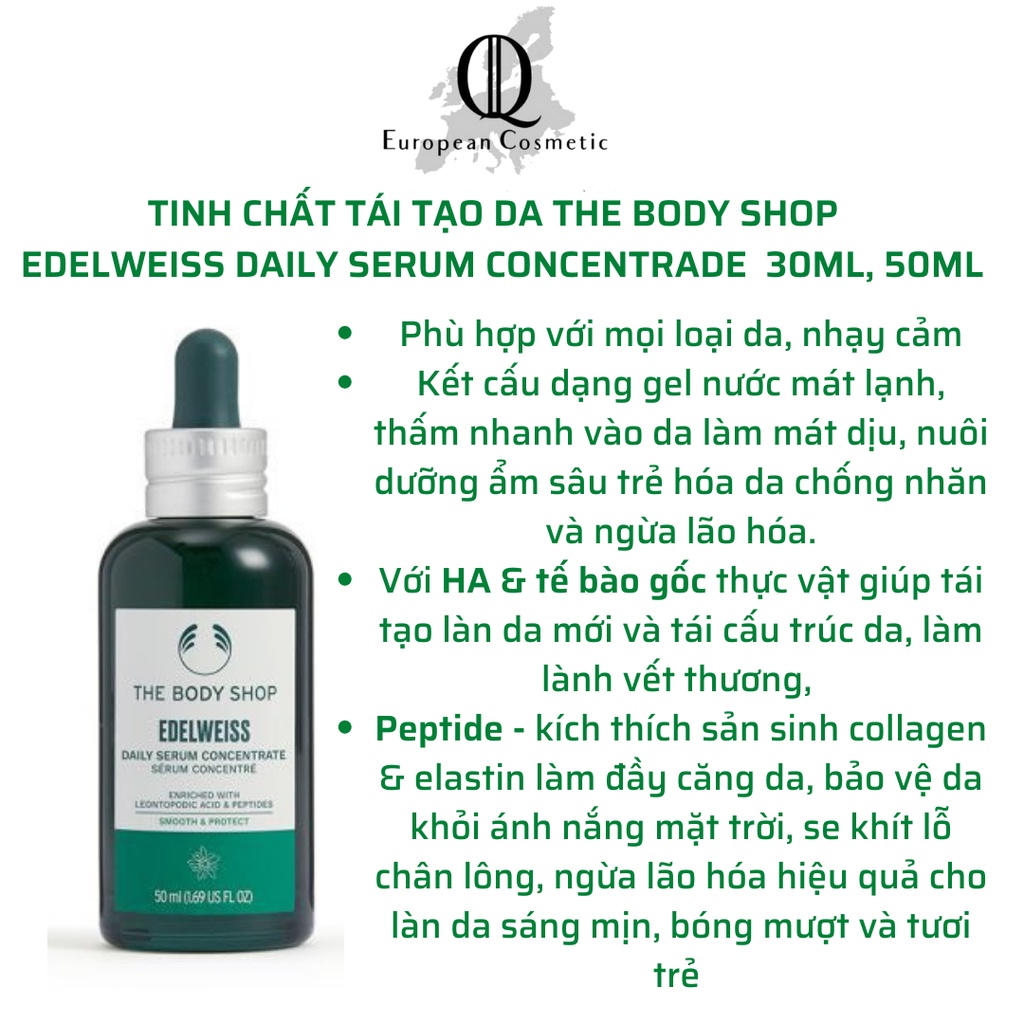 Tinh Chất Tái Tạo Da, Ngăn Ngừa Lão Hoá, Dưỡng Da Mịn Màng, Căng Bóng The Body Shop Edelweiss Daily Serum Concentrate