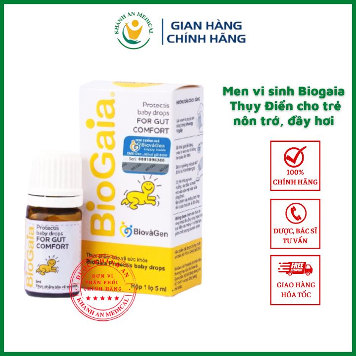 Men vi sinh Biogaia Thụy Điển Giảm nôn trớ đầy hơi, phân nhiều bọt ở trẻ Dược Khánh An D19