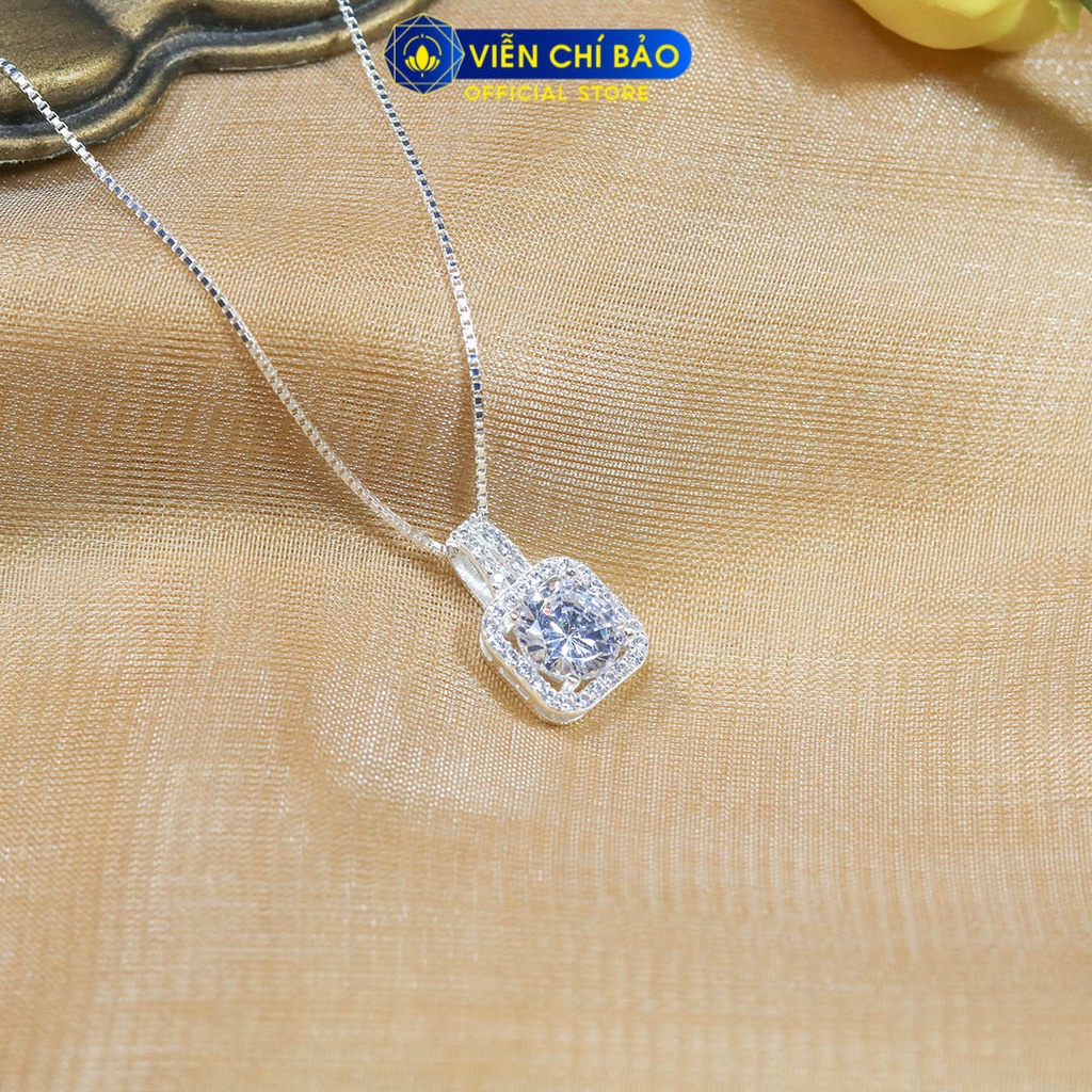 Dây chuyền bạc nữ đá vuông nhiều màu chất liệu bạc 925 thời trang phụ kiện trang sức Viễn Chí Bảo D400779