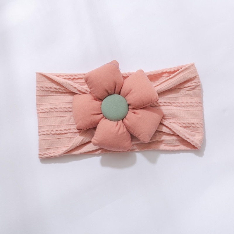 Turban vải mềm bản to nơ phồng cho bé gái