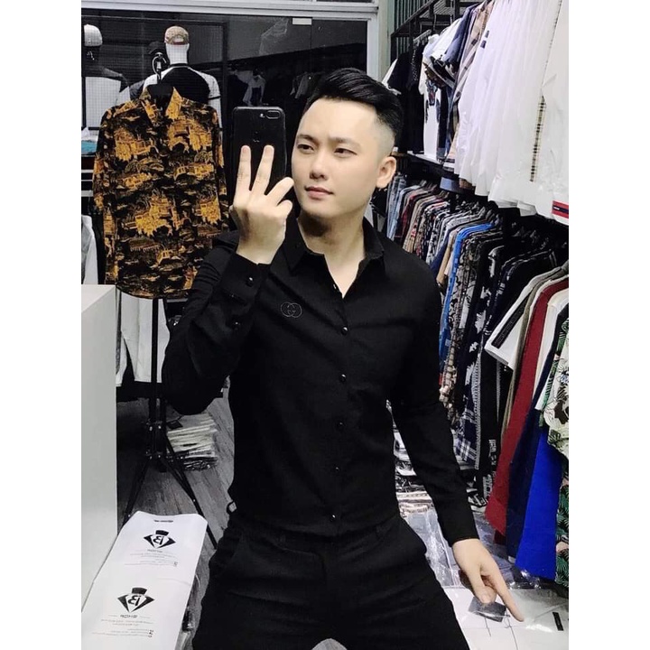 Áo Sơ Mi Đũi Tay Dài Thêu GC DTD05