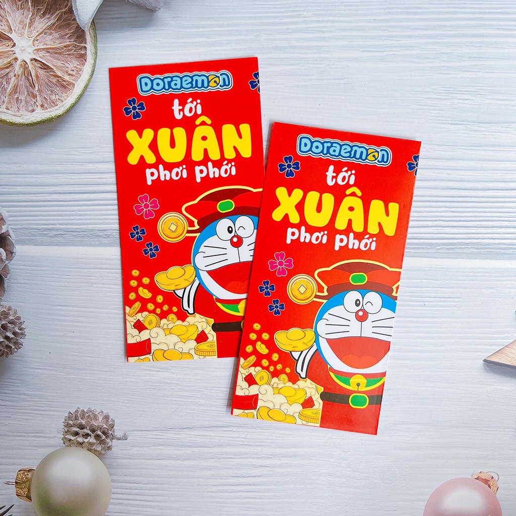 100 bao lì xì hoạt hình DOREMON , GẤU DÂU, KITTY đủ mẫu, bao lì xì tết 2024