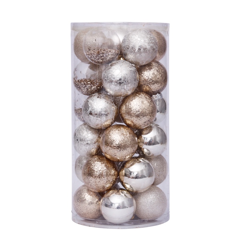 Set 30 Quả Châu Trong Suốt Màu Vàng Kích Thước 6cm Trang Trí Cây Thông Noel