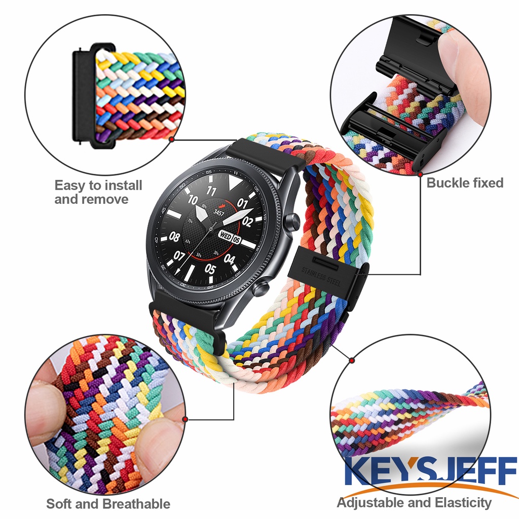 Dây Đeo Nylon 22mm Tương Thích Với Galaxy Watch 3 45mm Huawei Watch GT 3 46mm ,Amazfit GTR