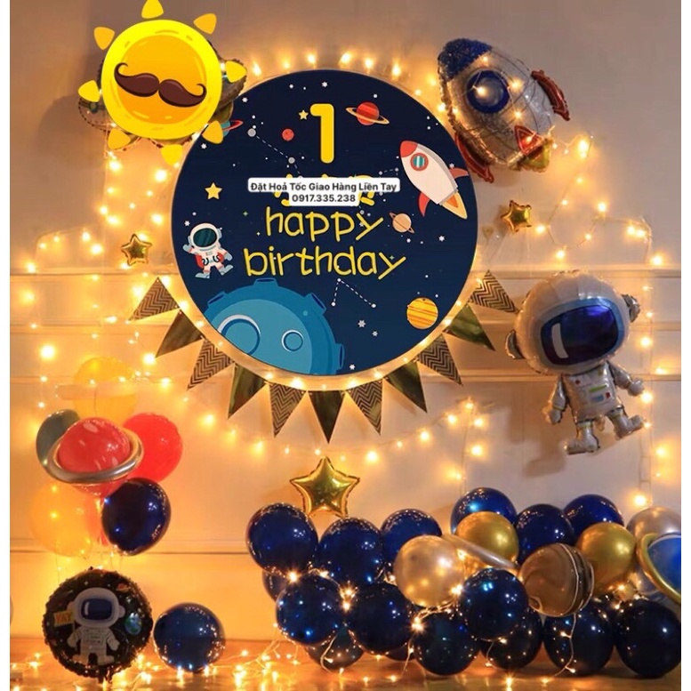 Set Bóng Phi hành gia bé trai Kèm Backrop Thiết kế tên Kiểu HQ
