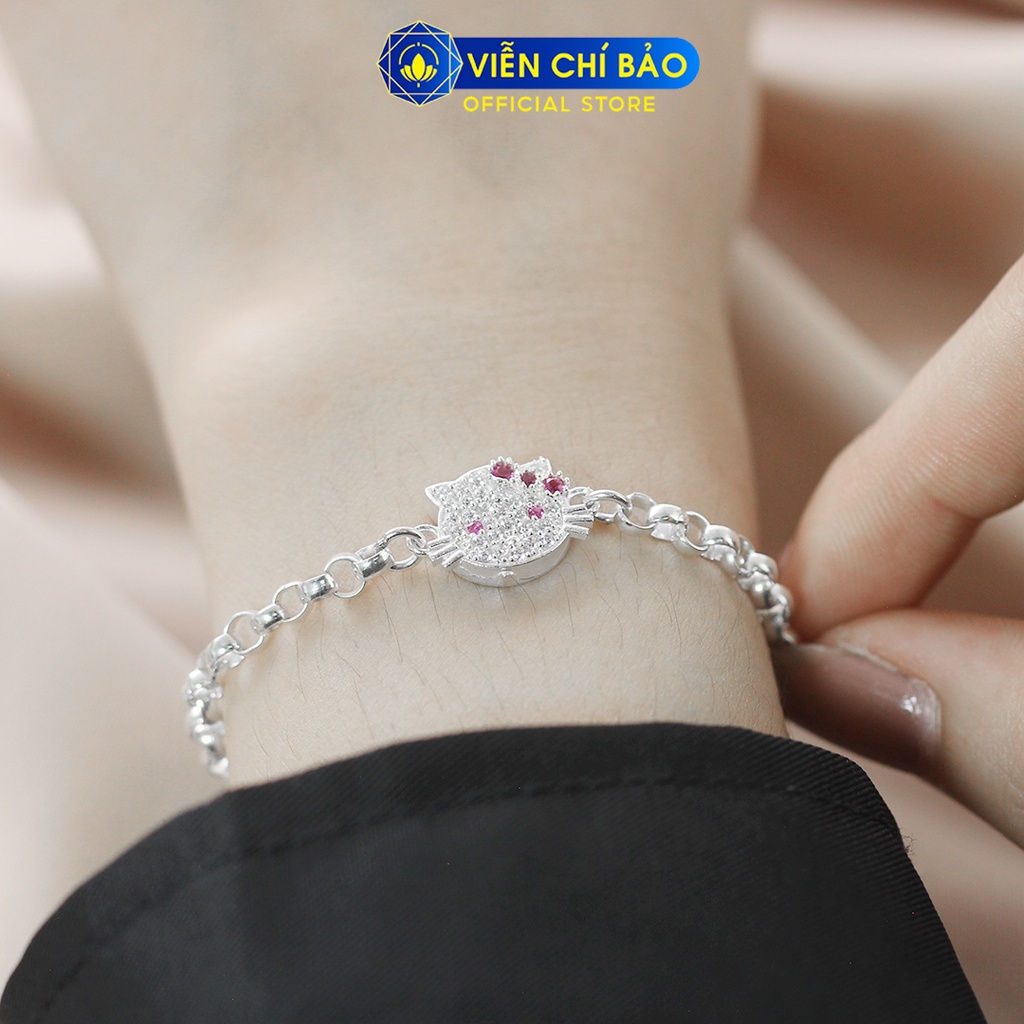 Lắc tay bạc trẻ em dây xích kitty chất liệu bạc 925 thời trang phụ kiện trang sức Viễn Chí Bảo L400350