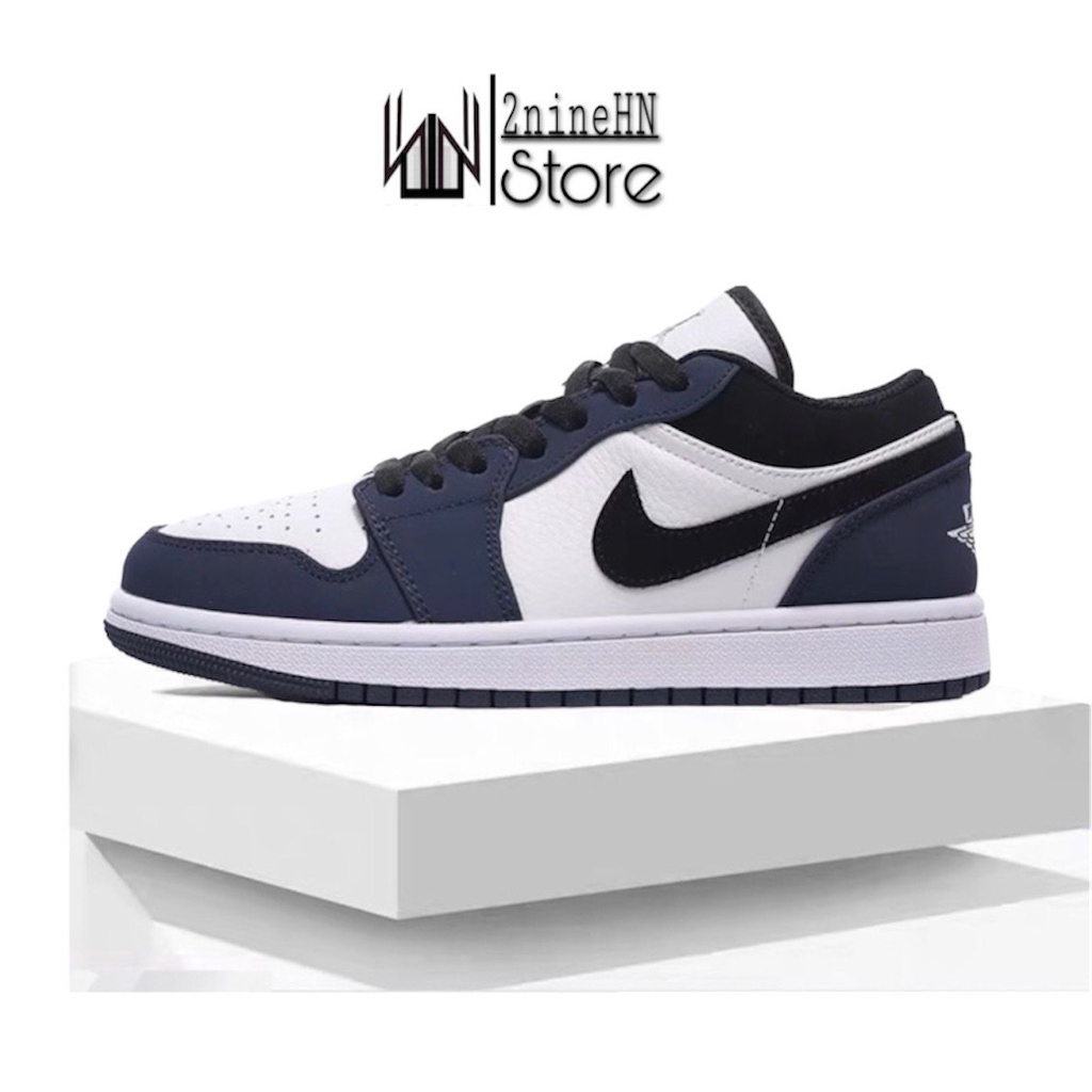 Giày thể thao air jordan1 low retro navy, giày jd xanh than cổ thấp nam nữ cá tính, hàng cao cấp