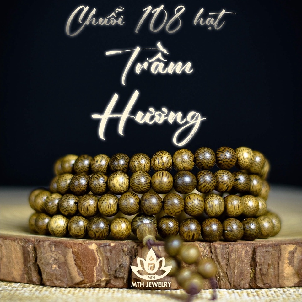 Vòng Tay Trầm Hương Chuỗi Tràng Hạt 108 6 7 8mm Trầm Tốc Việt - An Yên - Thịnh Vượng | MTH JEWELRY