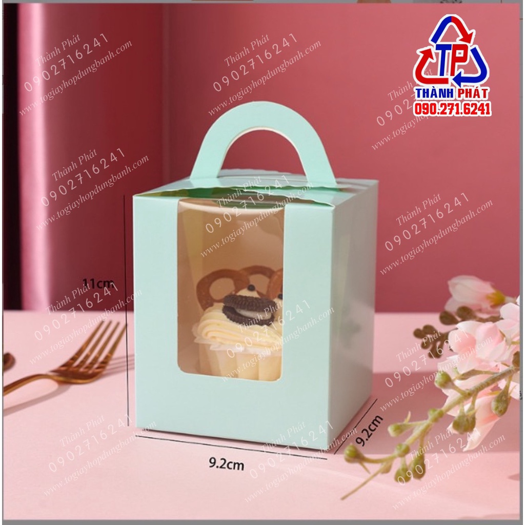 50 Hộp giấy quai xách đựng 1 bánh gato mini, cupcake, tiramisu làm quà tặng tiệc cưới, quà tặng 8/3 - mẫu ngẫu nhiên