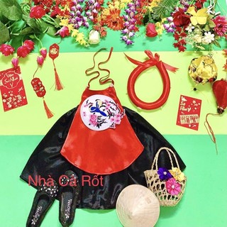 Set yếm đào kèm mấn cho bé gái