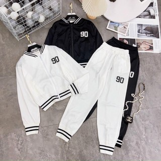 Bộ thể thao nữ, set bộ thể thao khóa bomber 90 chất umi dày đẹp