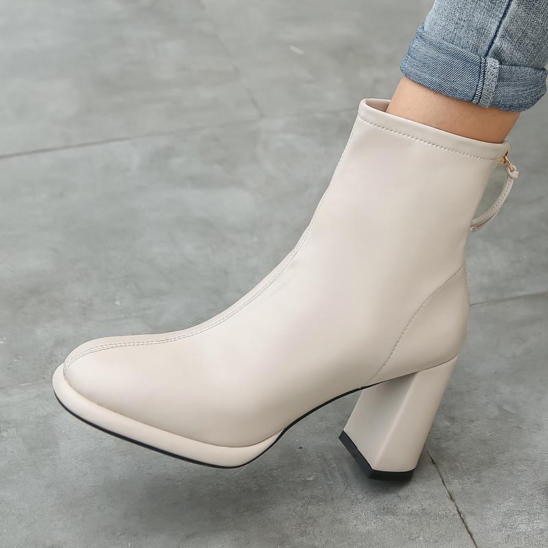 Giày Boot Cao Gót Mũi Vuông Thiết Kế Mới Thời Trang Mùa Thu Đông Dành Cho Nữ