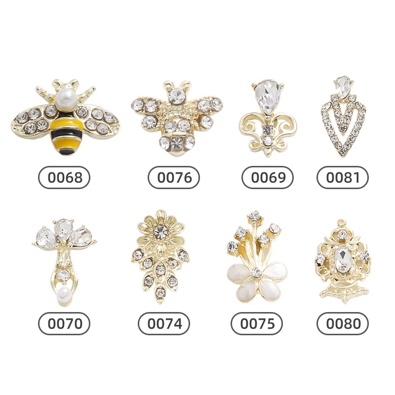 Phụ Kiện Trang Trí Móng Tay Hình Ong Bằng Hợp Kim Kim Loại Đính Đá Nhật Bản Mới