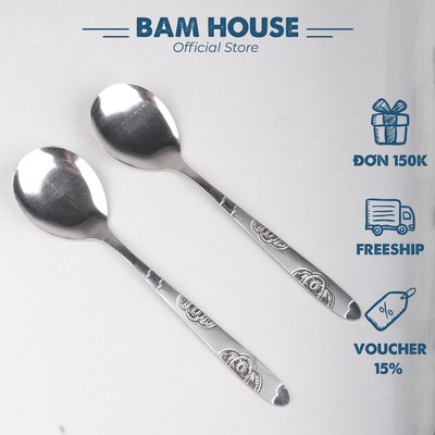 Muỗng inox Bam House cán hoạ tiết loại dày cao cấp MHT01