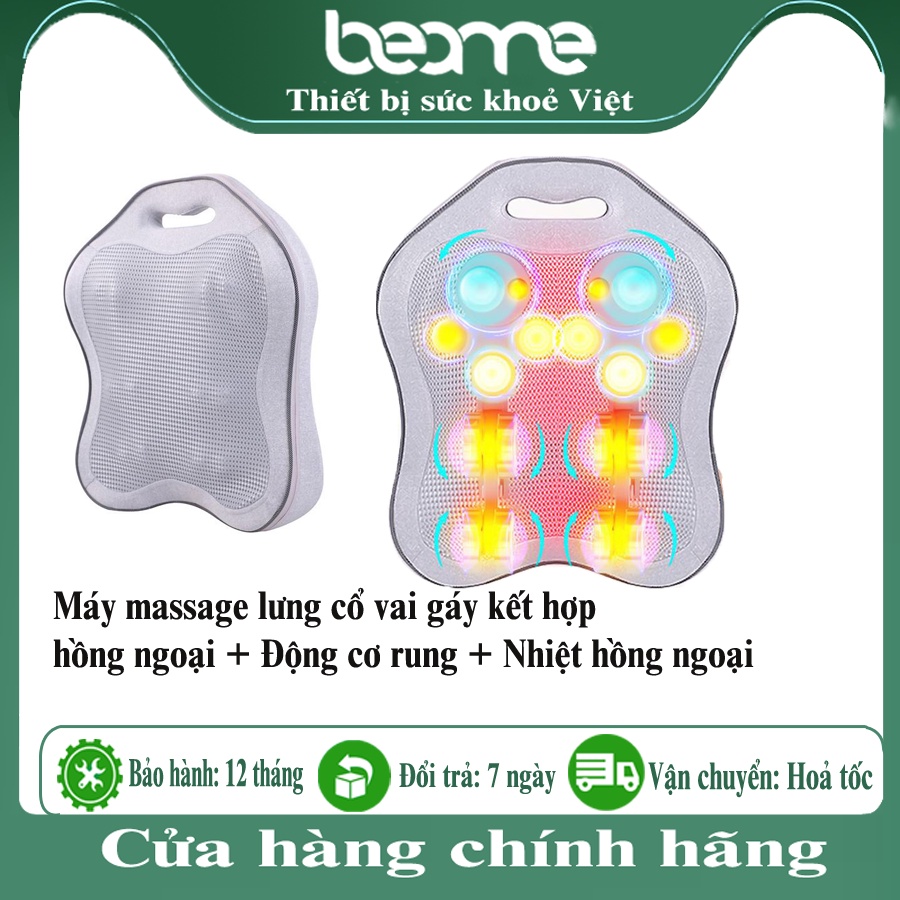 máy massage lưng cổ vai gáy hồng ngoại trị liệu, gối mát xa giảm đau cổ vai gáy có đèn hồng ngoại BM-V56