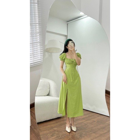 Đầm maxi rớt vai ⚡ SALE SẬP SÀN ⚡ Đầm nữ dây cổ yếm cutout lưng bo chun mặc được nhiều kiểu H6