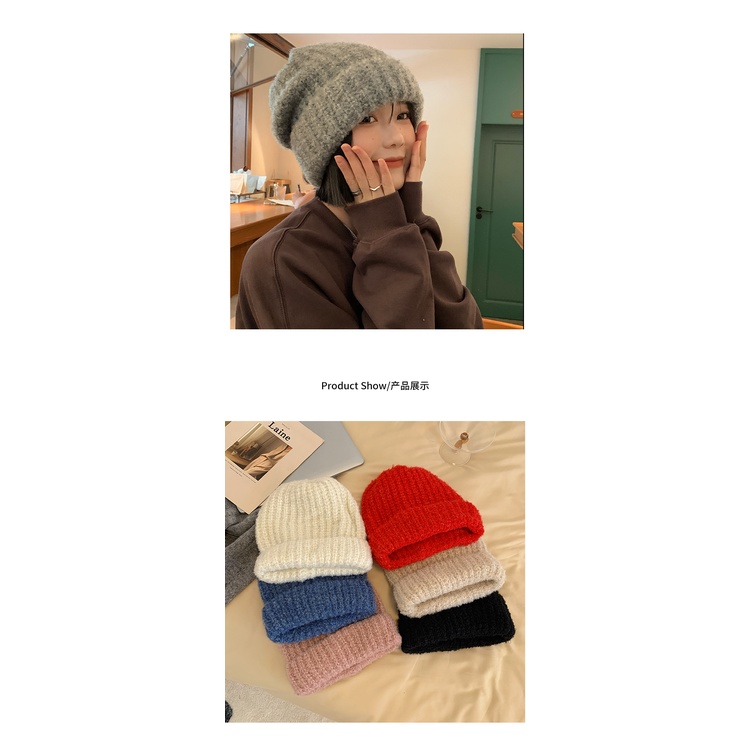 Mũ Len Dày Dặn Giữ Ấm Phong Cách Hàn Quốc Thời Trang Thu Đông Cho Nữ
