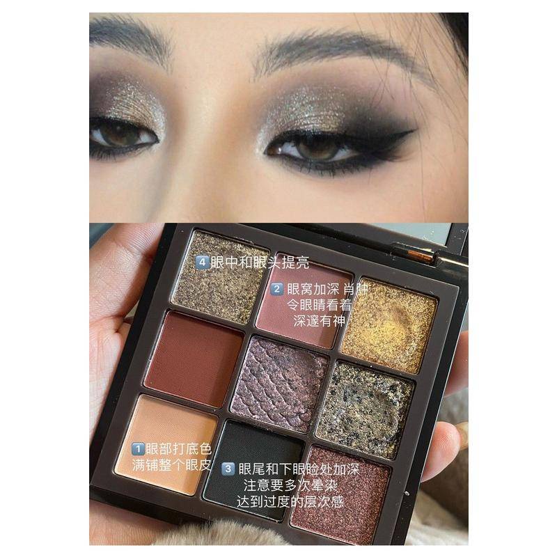 Bảng Phấn Mắt Màu Đen Lì Ánh Ngọc Trai Trang Điểm Mắt Khói Phong Cách gothic