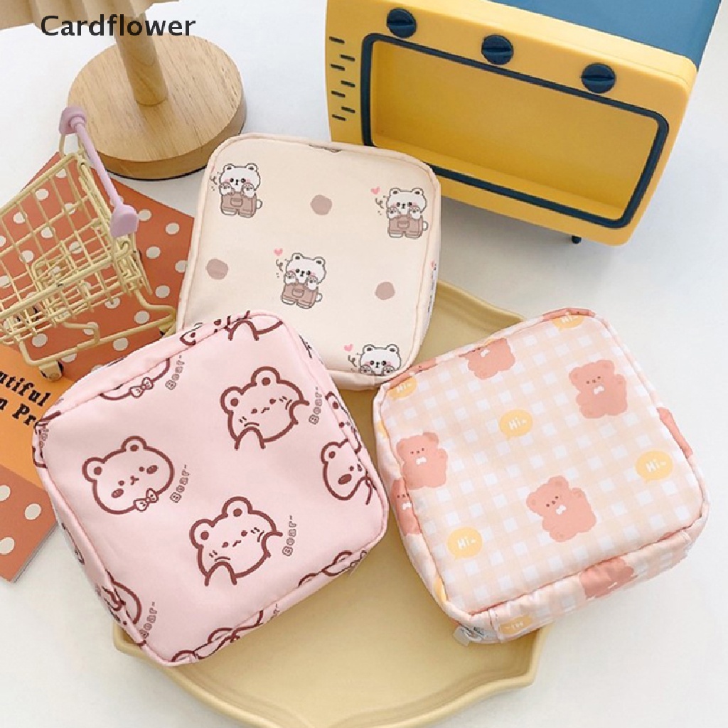 < Cardflower > Túi Đựng Khăn Ăn Mỹ Phẩm Đồ Trang Điểm Hình Gấu Tampon Mini Dễ Thương Cho Nữ Giảm Giá
