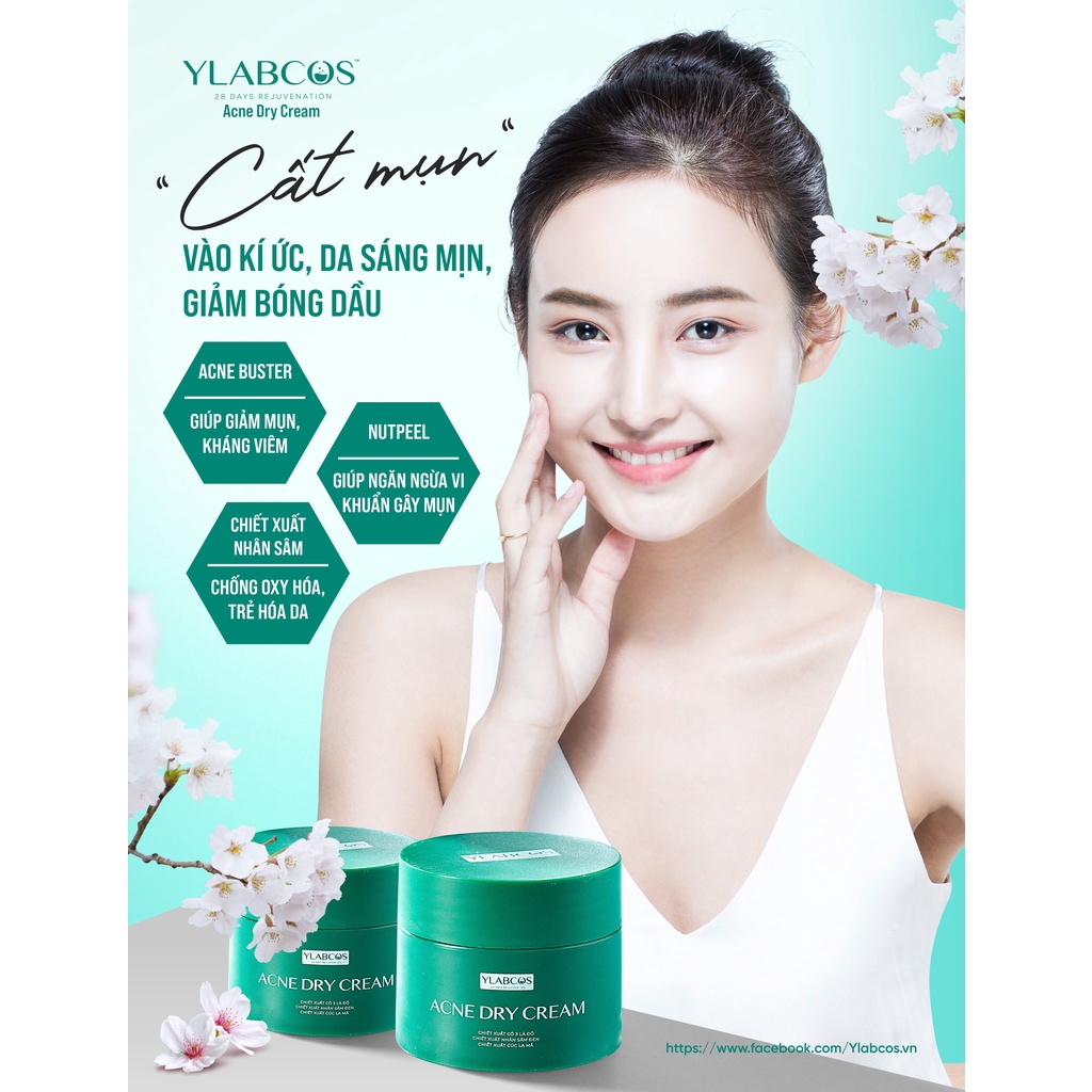 Kem Gom Cồi Mụn Ylabcos Acne Dry Cream Drlacir,Hộp 25gram,Hỗ Trợ Ngừa Mụn,Làm mờ vết thâm,giảm bóng dầu trên da