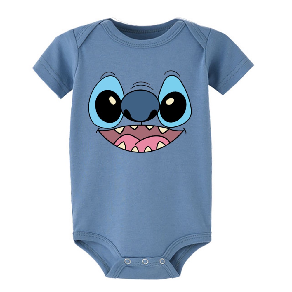 Lilo & stitch Áo Liền Quần Ngắn Tay Bằng cotton Đáng Yêu Vui Nhộn Cho Bé Sơ Sinh
