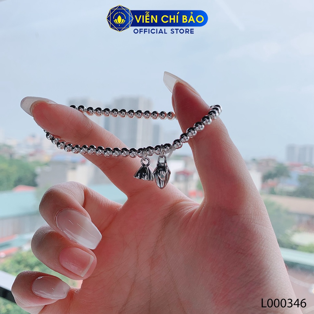 Lắc tay bạc nữ bi charm sen chất liệu bạc Thái 925 thời trang phụ kiện trang sức Viễn Chí Bảo L000346
