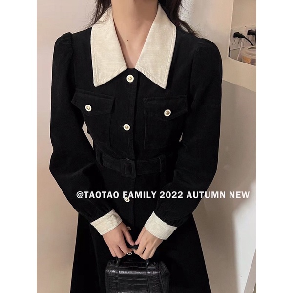 VÁY NHUNG TĂM CỔ PHA KÈM ĐAI